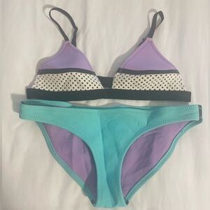 Triangl Swimwear Purple & Turquoise Bikini (Bottom: XS, Top: S)